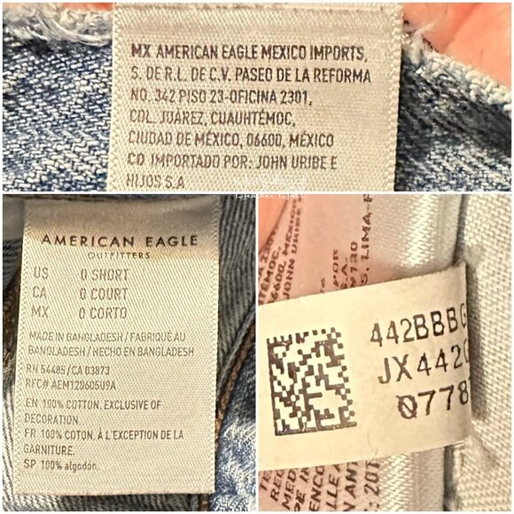 American Eagle Ripped Distressed Shark Bitten Ankle Mom Jeans Size 24 Short - Picture 6 of 7